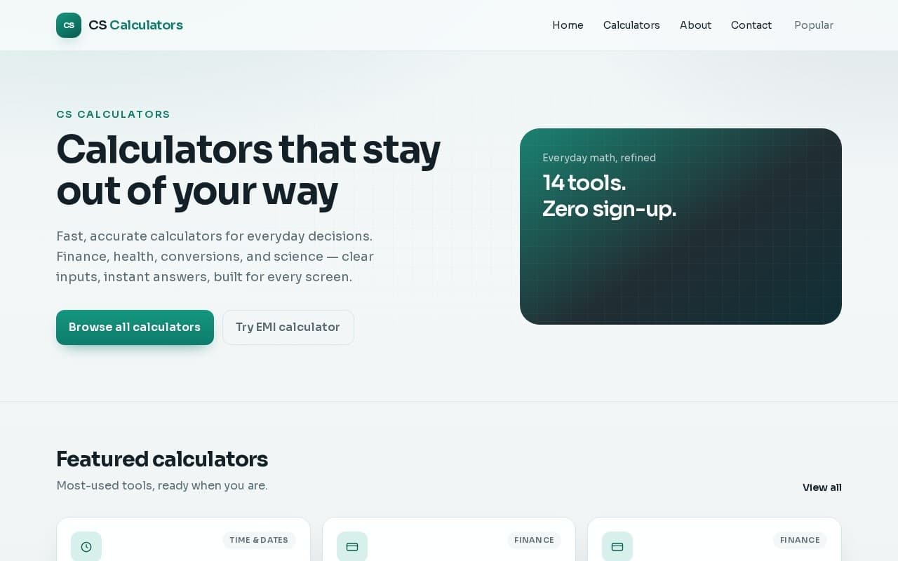 CS Calculators live preview