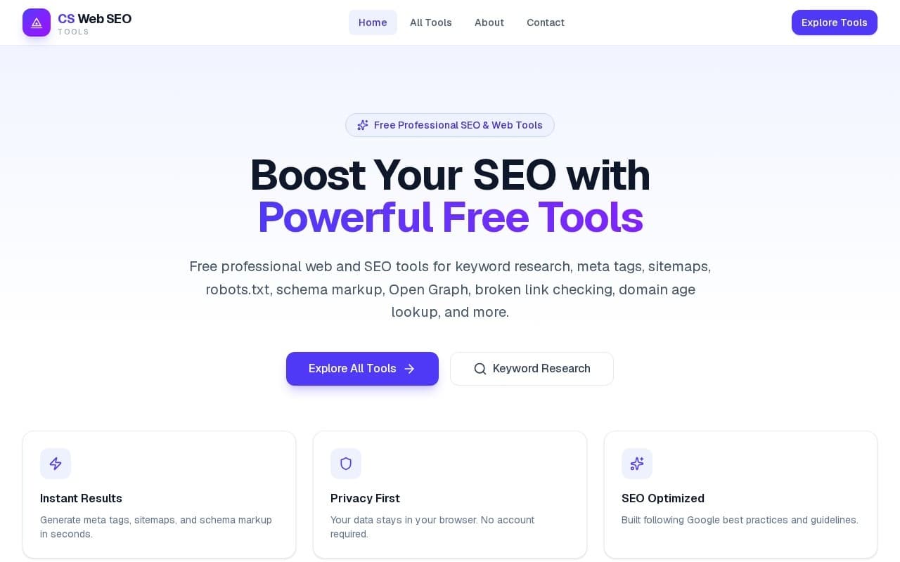 CS Web SEO Tools live preview